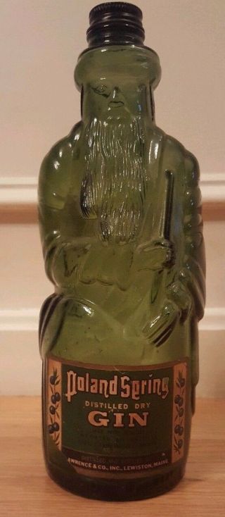 Vintage Poland Springs Gin Bottle With Label