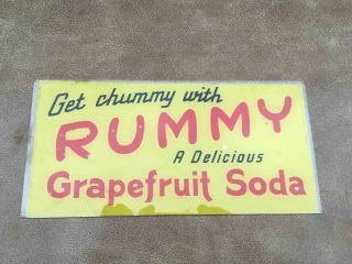 Old Rummy Grapefruit Soda Glass Insert For Light Up Advertising Sign