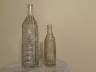 2 Vtg Orange Crush Soda Bottles Clear Embossed Large 24oz Small 6oz 1920