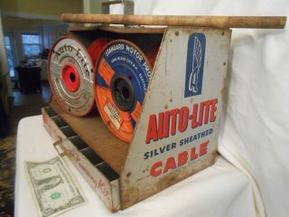 Vintage Auto - Lite Silver Sheathed Cable Automobile Re - Wiring Cabinet.  With Spools