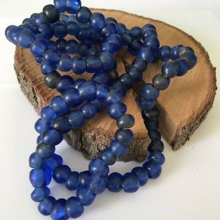 African Trade Beads Vintage Bohemian Czech Glass Old Cobalt Blue Pony Beads