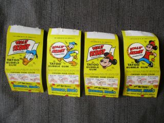 Old Vintage 1963 Topps Chewing Bubble Gum Wrappers W Disney Tattoos
