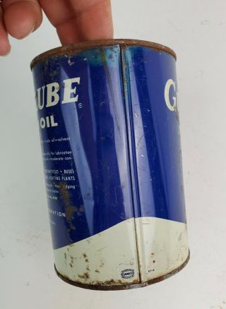 Vintage Gulflube Motor Oil one quart metal oil can Gulf Oil Pretty 4