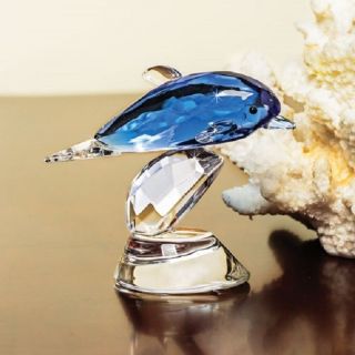 Faceted Crystal Dolphin On Base Figurine Gift Deluxe Blue