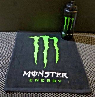 Monster Energy Hand Towel And Water Bottle.  Both.