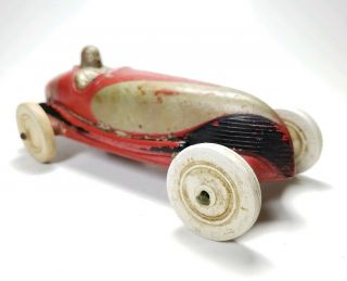 Early Vintage The Sun Rubber Co.  Toy Rubber Racer Car No.  3 Streamlined 6 1/2 In