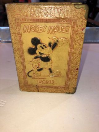 Orig 1930s Mickey Mouse Book Shaped Savings Bank