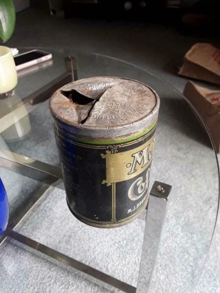 Vintage Very Early MJB coffee tin 1 lb San Francisco CAL.  RARE ALL METAL 3