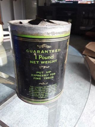 Vintage Very Early MJB coffee tin 1 lb San Francisco CAL.  RARE ALL METAL 4