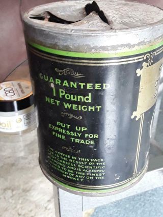 Vintage Very Early MJB coffee tin 1 lb San Francisco CAL.  RARE ALL METAL 6