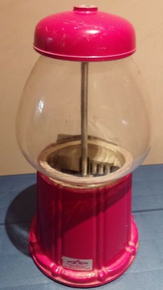 VINTAGE Red Carousel Bubble Gum Machine Cast Metal Glass Globe 5