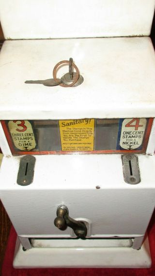 1930 ' s US Postage Stamp Coin Operated Machine 3 - 4 cent Vending Dispenser NW Co 10