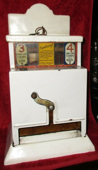 1930 ' s US Postage Stamp Coin Operated Machine 3 - 4 cent Vending Dispenser NW Co 2