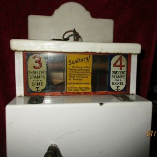 1930 ' s US Postage Stamp Coin Operated Machine 3 - 4 cent Vending Dispenser NW Co 3