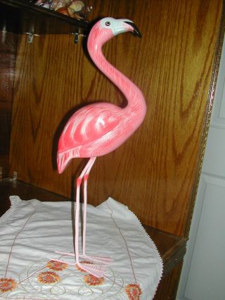 This Year Large 18 " Tall Hand Carved & Painted Florida Pink.  Flamingo