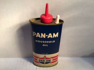 Vintage Pan Am Oil Can Nos Full Handy Oiler 4 Oz Household Rare 3 Mobil Tin Gm 8