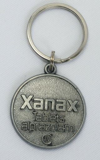 Vtg Xanax & Brain Drug Advertising Key Fob