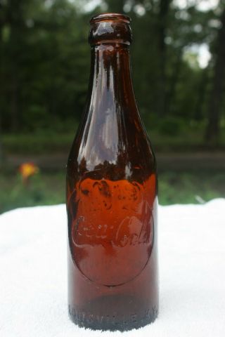 Vintage Amber Straight Side Ss Coca Cola Bottle - - Louisville,  Kentucky - - Ky