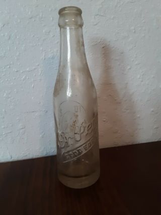 Vintage Dr.  Pepper Soda Bottle With Embossed Glass - 6 1/2 Oz Muskogee,  Ok