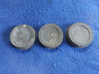 3 Vintage Ball Wide Mouth Zinc Mason Jar Lids Porcelain Insert,  3.  5 Inch