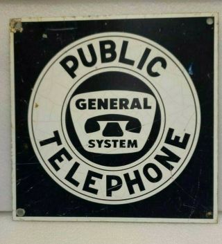 Vintage Public Telephone General System Double Sided Sign
