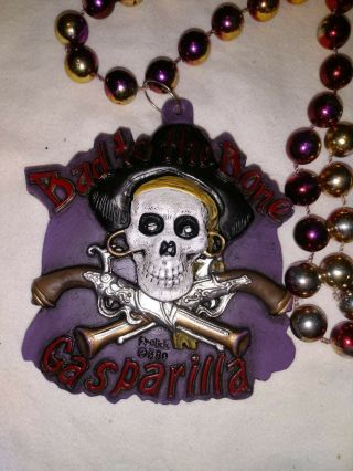 Bad To The Bone Gasparilla Skull Party Beads Mardi Gras