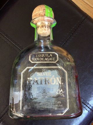 Patron Silver Tequila 100 De Agave 750ml Empty Bottle With Cork