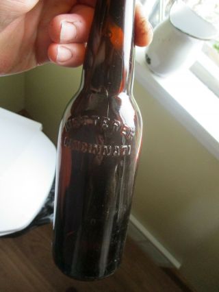 Vintage Old Wetterer Cincinati Oh Brown Glass Embossed Beer Bottle