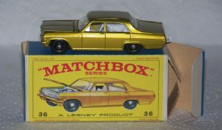 Matchbox Lesney No.  36 Gold Opel Diplomat Car “e Style Box