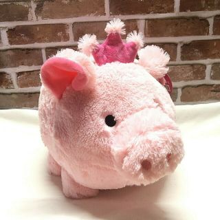 Jumbo 12 - Inch Pink Plush Pig Princess Piggy Bank Crown Girls Gift Inside