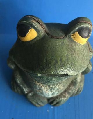 Antique Cast Iron Green Frog Toad Bank Screw Back 7 1/2” Tall Vintage Rare