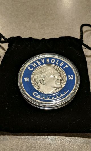 Rare Blue 2020 Corvette Reveal Collectible Coin With Pouch.