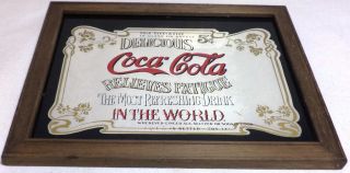 Vhtf Coca Cola Vtg Mirror In Wooden Frame