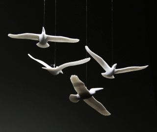 4 Pelican Mobile Sculpture By John Perry 6in Wingspan Decor Art
