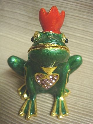 Jeweled & Enameled Frog Prince Trinket Box