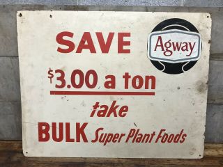 Vintage Agway Plant Food Feed Seed Sign