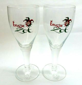 Rare Two Brugse Zot Joker Belgian Beer 0,  33l Chalice Glasses