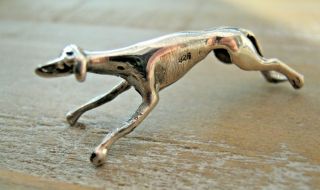 Fabulous Sterling Silver Study Of An Italian Greyhound / Whippet / Racing Dog