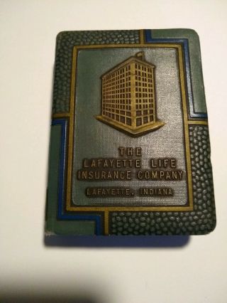 Vintage Bankers Utilities Lafayette Insurance Company Indiana Leather Brass Bank