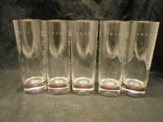 5pc.  Beefeater 1820 London Dry Gin Slim 10 Oz Tom Collins Bar - Ware Tall Glasses