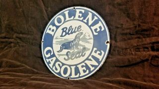 Vintage Bolene Gasoline Heavy Porcelain Gas Oil Service Station Pump Plate Sign