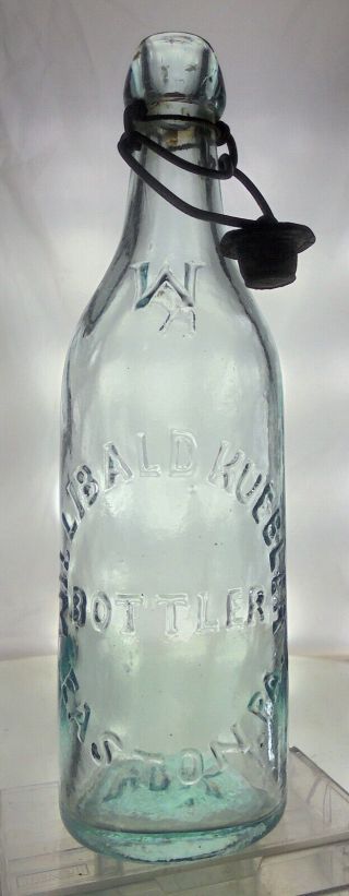 Willibald Kuebler Easton Pennsylvania Antique Applied Top Beer / Water Bottle