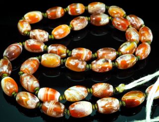 Etnhic Old Antique Red Agate Oval Carnelian Nagaland Himalayas Prayer Mala Bead
