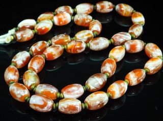 Etnhic OLD Antique Red Agate Oval Carnelian Nagaland Himalayas Prayer Mala Bead 2