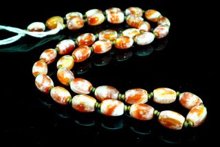 Etnhic OLD Antique Red Agate Oval Carnelian Nagaland Himalayas Prayer Mala Bead 3