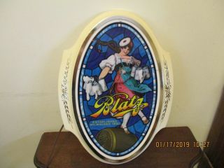 Vintage Blatz 19 " Oval Lighted Dancing Maiden Valerie Cameo Heileman Beer Sign