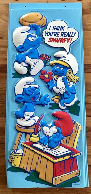 1983 Smurf Mattel Toys Store Display Vacuform 31 " Tall I Think You Are Smurfy