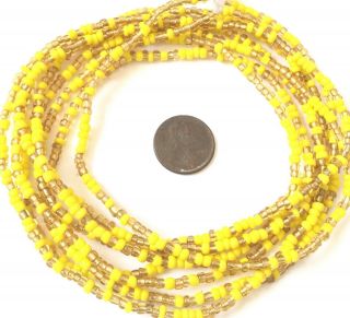 Fine Bright Yellow & Golden Brown Waist Beads,  Trade Beads - Ghana