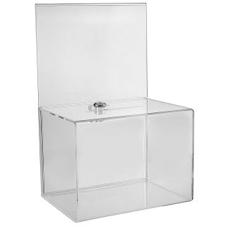 Wide Acrylic Donation & Ballot Box With Display Area And Lock - 17a
