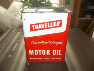 Vintage Empty Traveller 2 Gallon Oil Can Gas Station Advertising Collectible 3